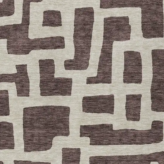 Brown And Beige Abstract Washable Indoor Outdoor Area Rug Photo 6