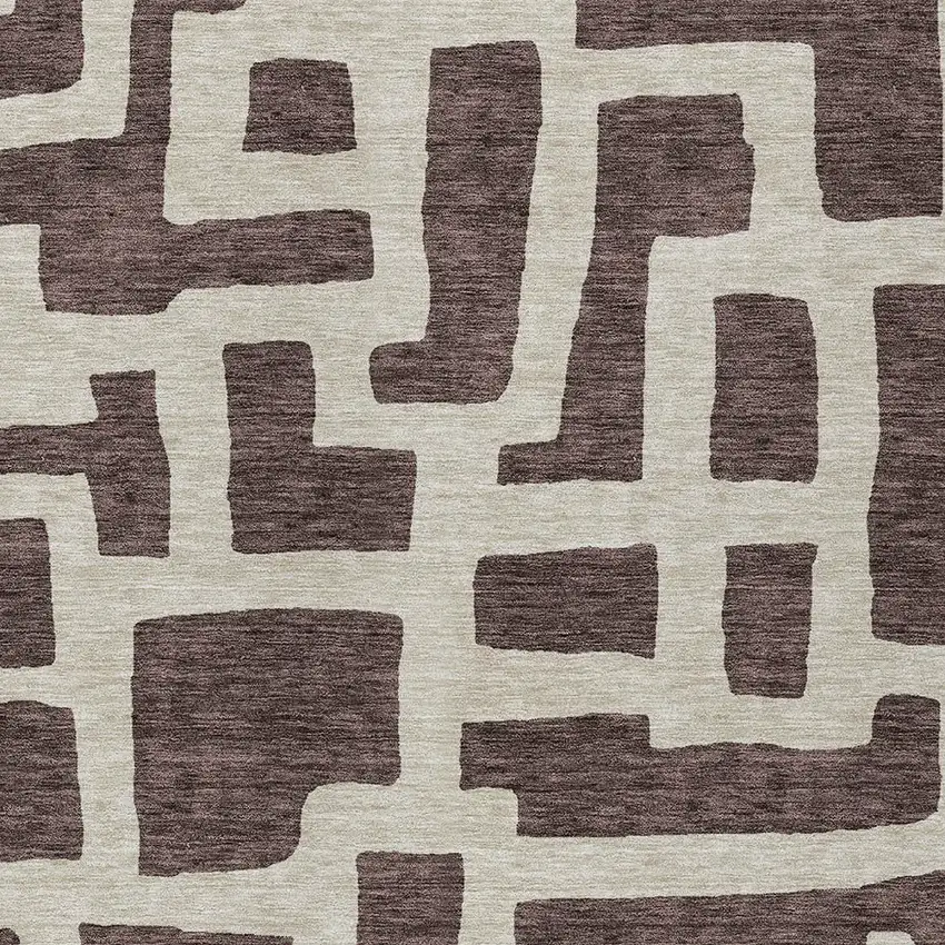 Brown And Beige Abstract Washable Indoor Outdoor Area Rug Photo 6