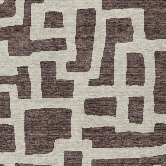 Brown And Beige Abstract Washable Indoor Outdoor Area Rug Photo 6