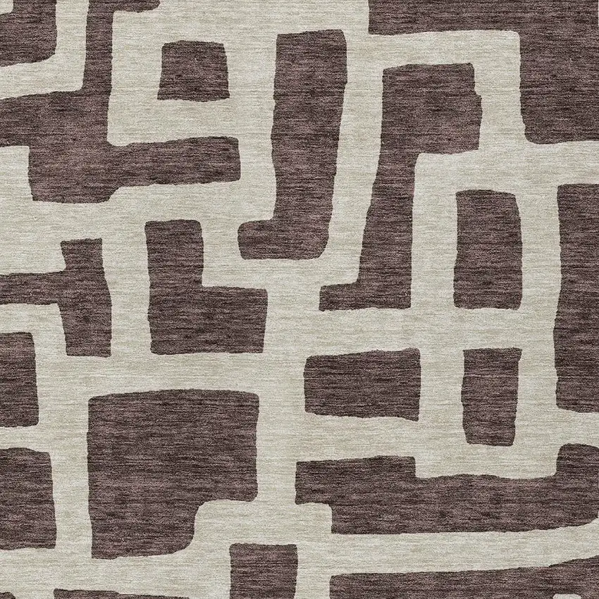 Brown And Beige Abstract Washable Indoor Outdoor Area Rug Photo 6