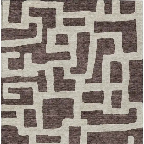Brown And Beige Abstract Washable Indoor Outdoor Area Rug Photo 7