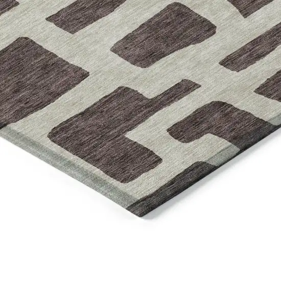 Brown And Beige Abstract Washable Indoor Outdoor Area Rug Photo 5