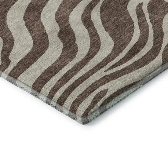 Brown And Beige Animal Print Washable Area Rug With UV Protection Photo 7