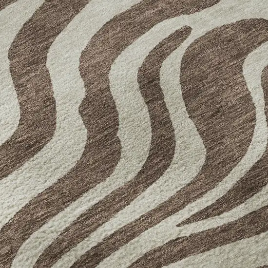 Brown And Beige Animal Print Washable Area Rug With UV Protection Photo 9