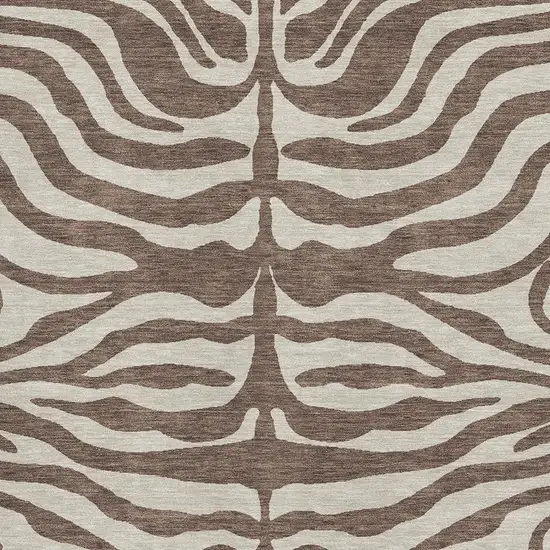 Brown And Beige Animal Print Washable Area Rug With UV Protection Photo 2