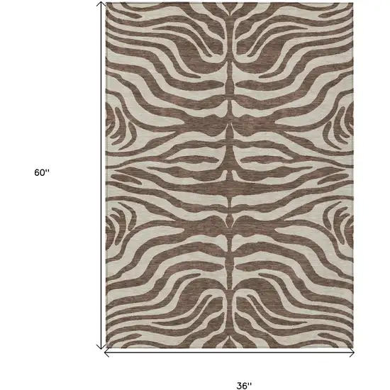 Brown And Beige Animal Print Washable Indoor Outdoor Area Rug Photo 6
