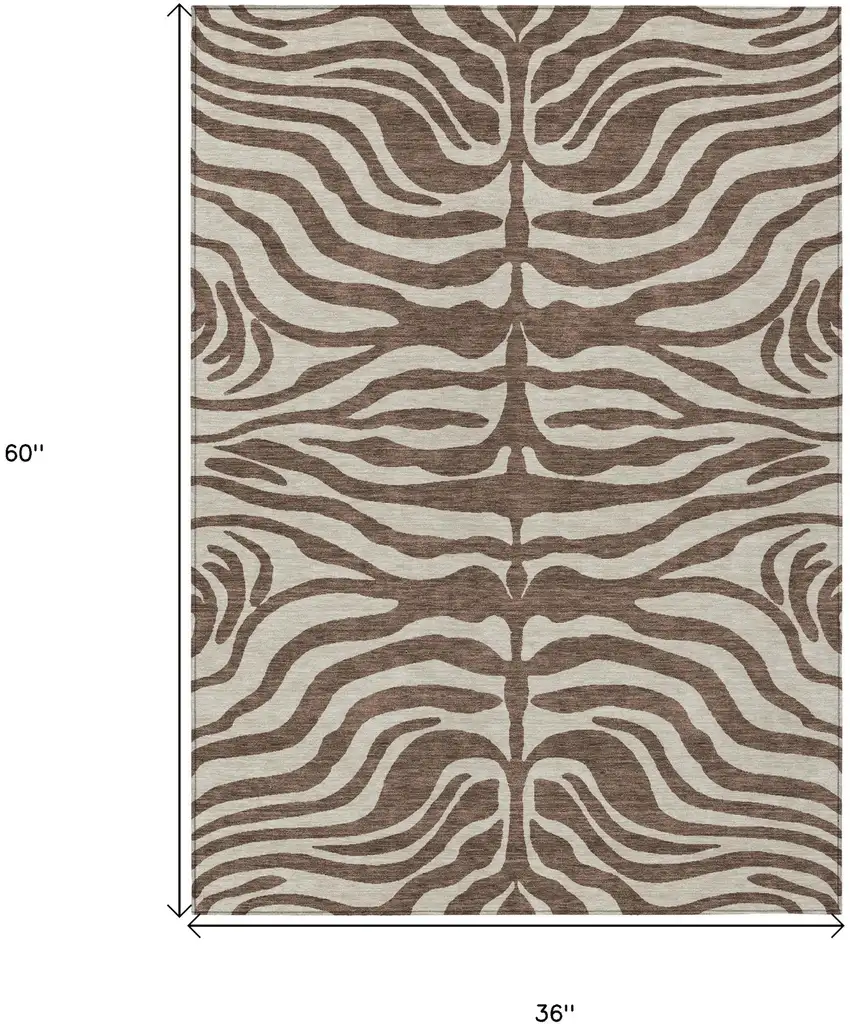 Brown And Beige Animal Print Washable Indoor Outdoor Area Rug Photo 6