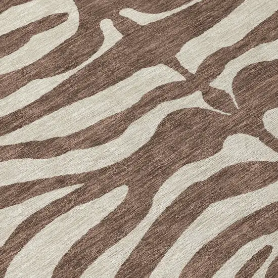 Brown And Beige Animal Print Washable Indoor Outdoor Area Rug Photo 7