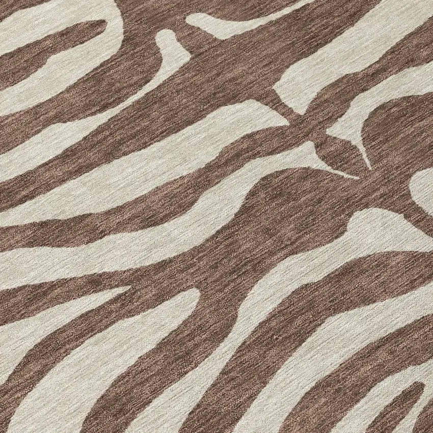 Brown And Beige Animal Print Washable Indoor Outdoor Area Rug Photo 7