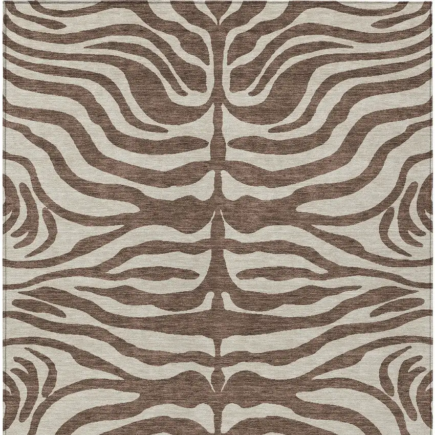 Brown And Beige Animal Print Washable Indoor Outdoor Area Rug Photo 6
