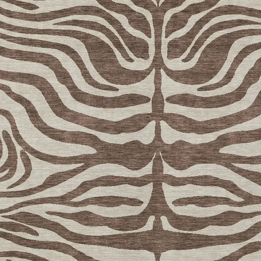 Brown And Beige Animal Print Washable Indoor Outdoor Area Rug Photo 5