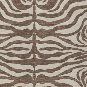 Photo of Brown And Beige Animal Print Washable Indoor Outdoor Area Rug