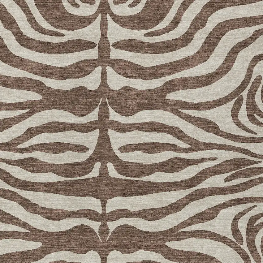 Brown And Beige Animal Print Washable Indoor Outdoor Area Rug Photo 5