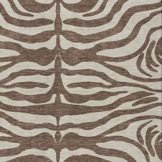 Brown And Beige Animal Print Washable Indoor Outdoor Area Rug Photo 5