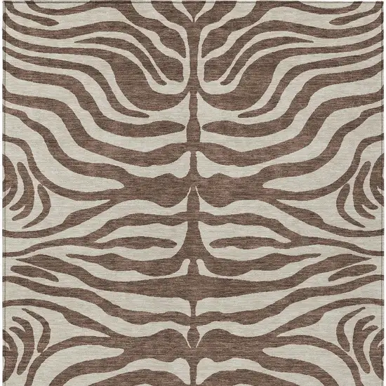 Brown And Beige Animal Print Washable Indoor Outdoor Area Rug Photo 6