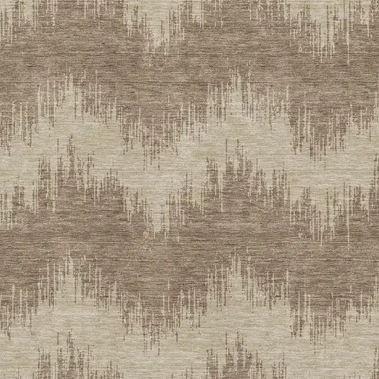 Brown And Beige Chevron Washable Area Rug With UV Protection Photo 3