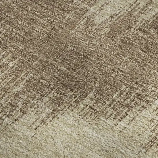 Brown And Beige Chevron Washable Area Rug With UV Protection Photo 4