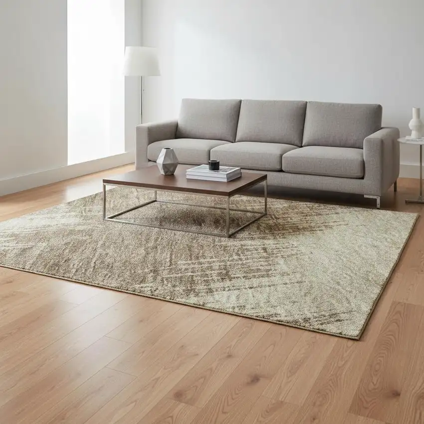 Brown And Beige Chevron Washable Area Rug With UV Protection Photo 2