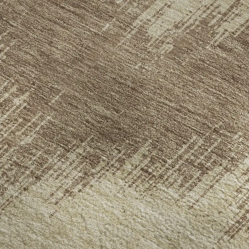 Brown And Beige Chevron Washable Area Rug With UV Protection Photo 3