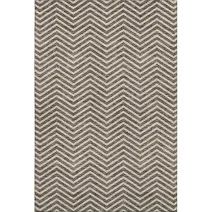 Photo of Brown And Beige Chevron Washable Area Rug With UV Protection