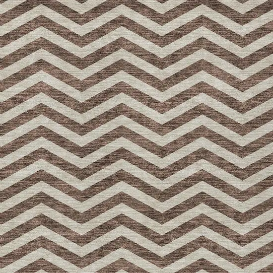 Brown And Beige Chevron Washable Indoor Outdoor Area Rug Photo 6