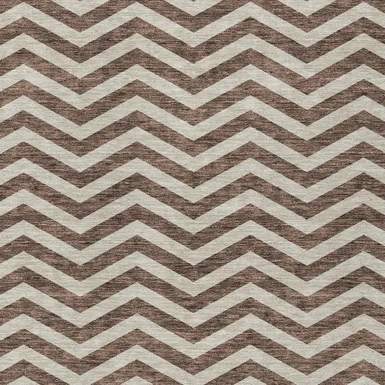 Brown And Beige Chevron Washable Indoor Outdoor Area Rug Photo 6