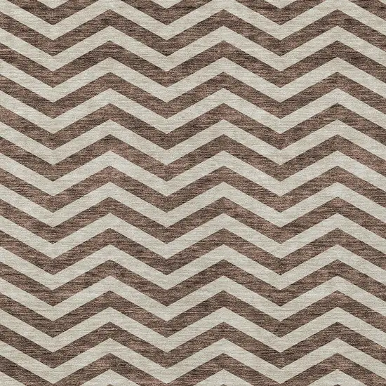 Brown And Beige Chevron Washable Indoor Outdoor Area Rug Photo 6