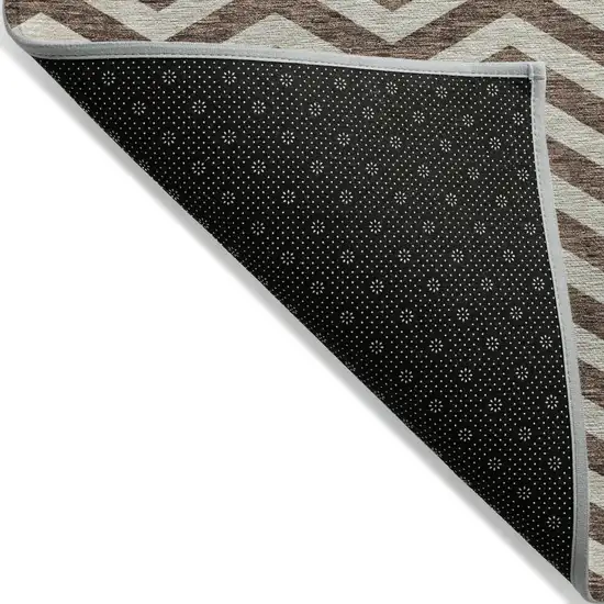 Brown And Beige Chevron Washable Indoor Outdoor Area Rug Photo 4