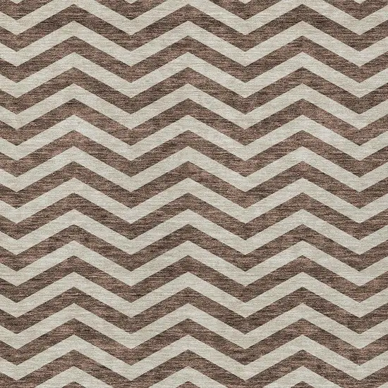 Brown And Beige Chevron Washable Indoor Outdoor Area Rug Photo 6