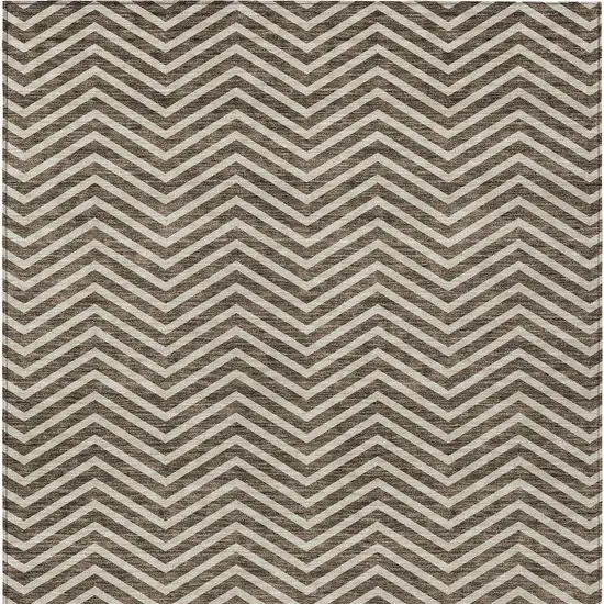 Brown And Beige Chevron Washable Indoor Outdoor Area Rug Photo 6