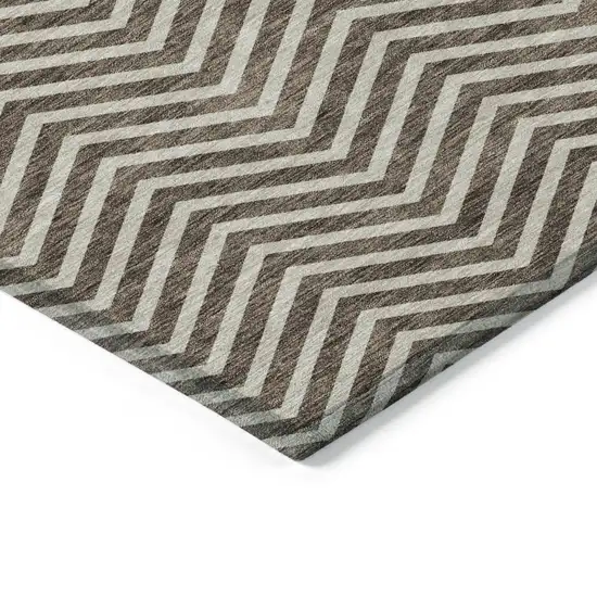 Brown And Beige Chevron Washable Indoor Outdoor Area Rug Photo 4