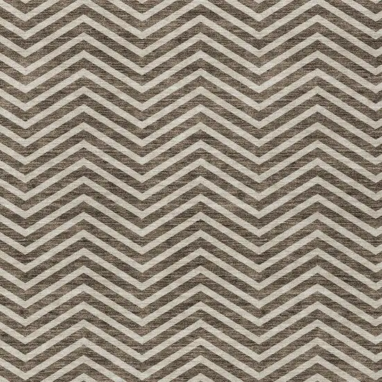 Brown And Beige Chevron Washable Indoor Outdoor Area Rug Photo 5