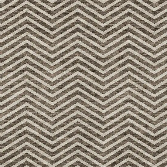 Brown And Beige Chevron Washable Indoor Outdoor Area Rug Photo 5