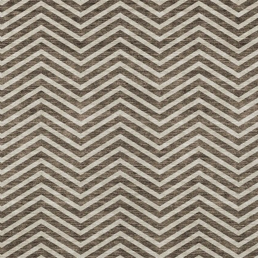 Brown And Beige Chevron Washable Indoor Outdoor Area Rug Photo 5