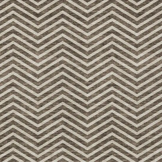 Brown And Beige Chevron Washable Indoor Outdoor Area Rug Photo 5