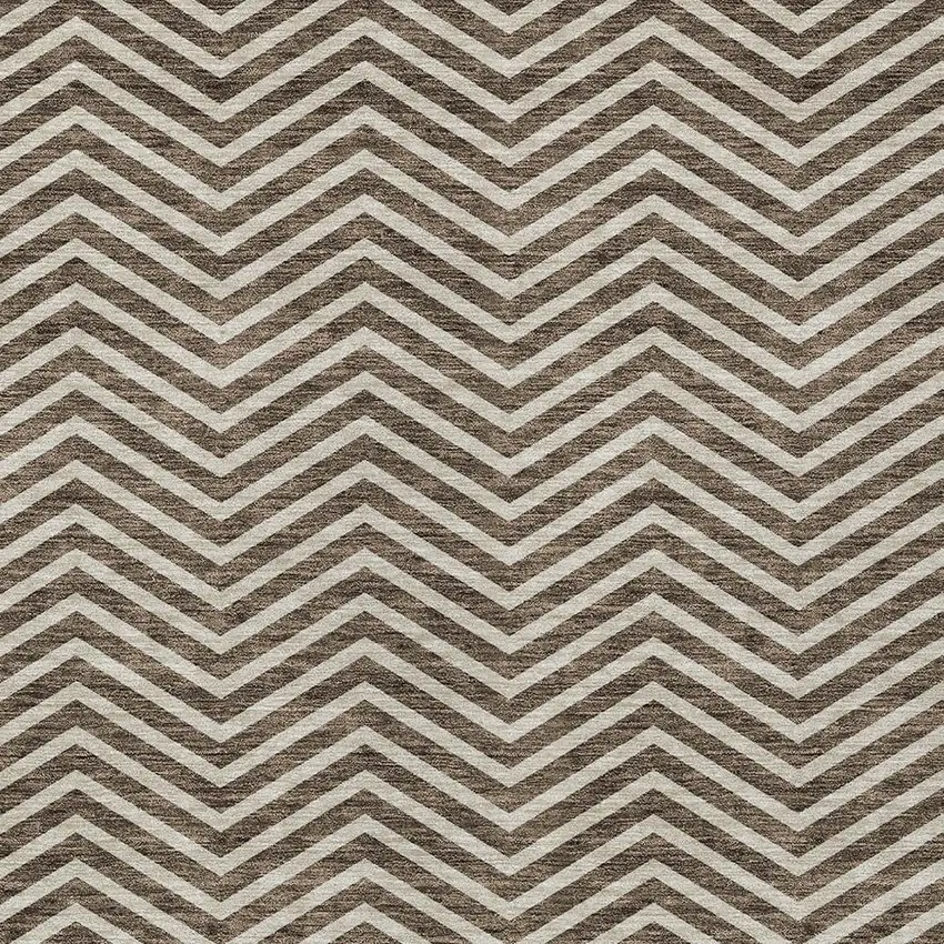 Brown And Beige Chevron Washable Indoor Outdoor Area Rug Photo 5