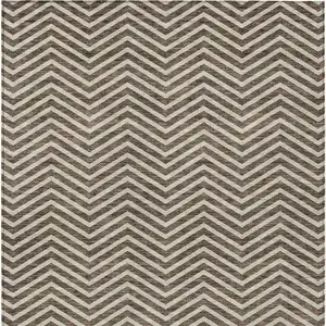 Photo of Brown And Beige Chevron Washable Indoor Outdoor Area Rug