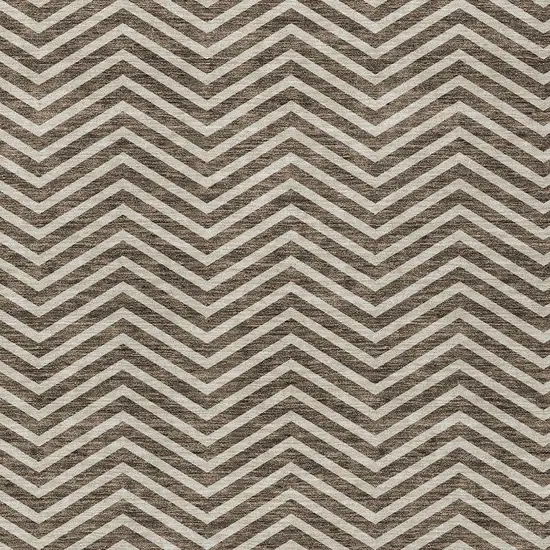 Brown And Beige Chevron Washable Indoor Outdoor Area Rug Photo 5