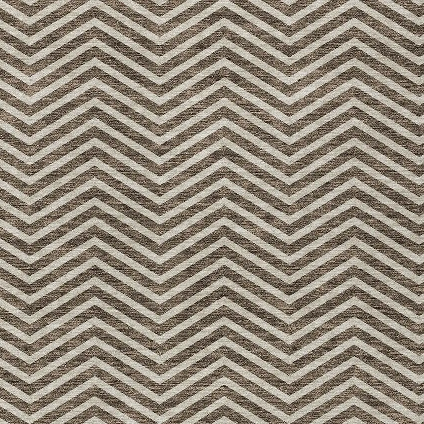 Brown And Beige Chevron Washable Indoor Outdoor Area Rug Photo 5