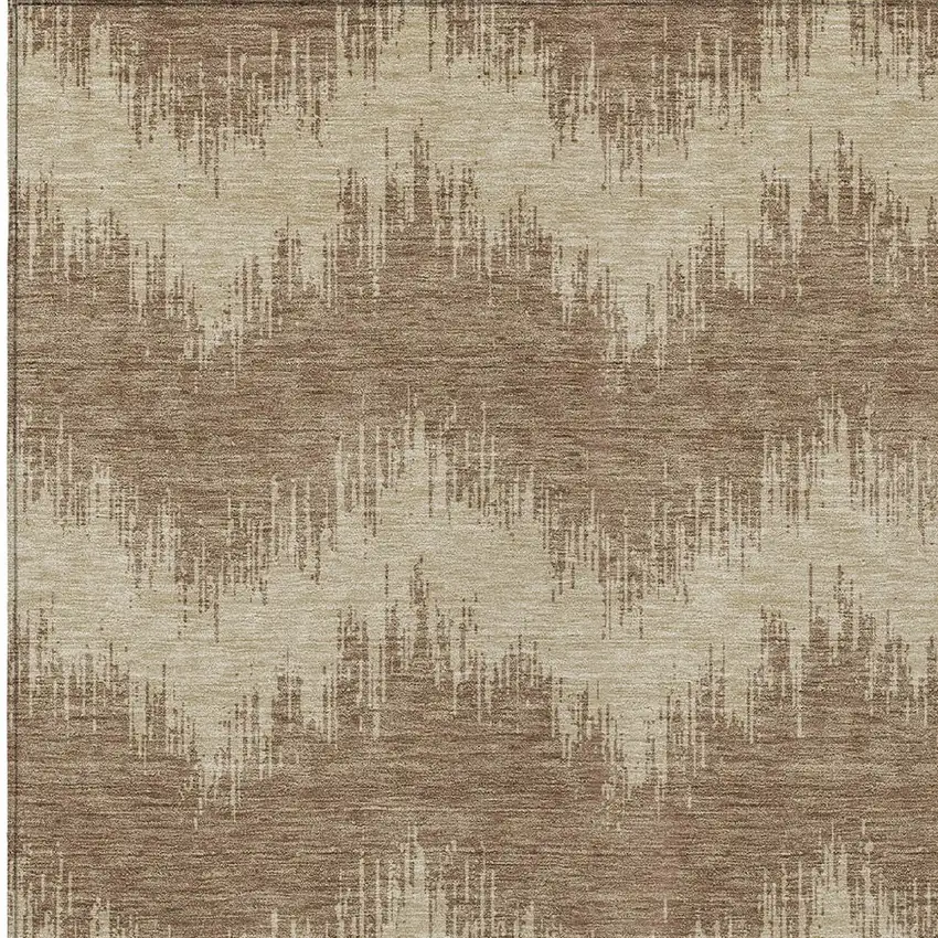 Brown And Beige Chevron Washable Indoor Outdoor Area Rug Photo 6