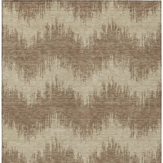 Brown And Beige Chevron Washable Indoor Outdoor Area Rug Photo 7
