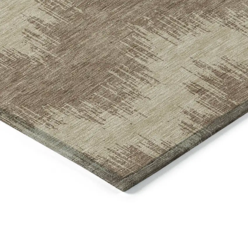 Brown And Beige Chevron Washable Indoor Outdoor Area Rug Photo 5