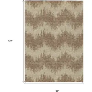 Photo of Brown And Beige Chevron Washable Indoor Outdoor Area Rug