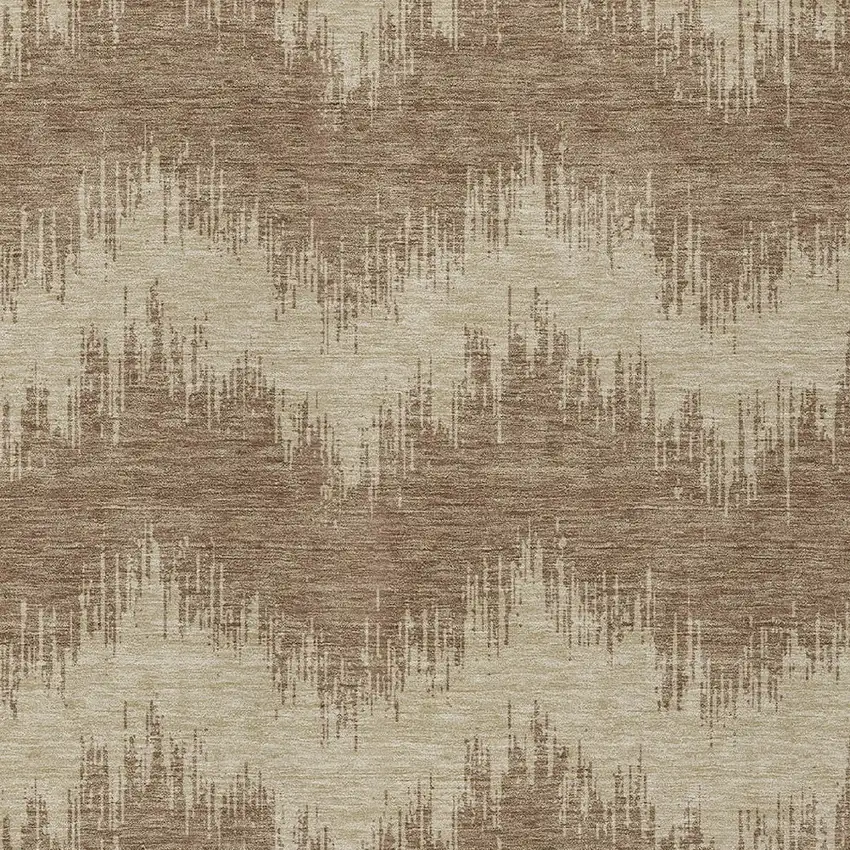 Brown And Beige Chevron Washable Indoor Outdoor Area Rug Photo 6