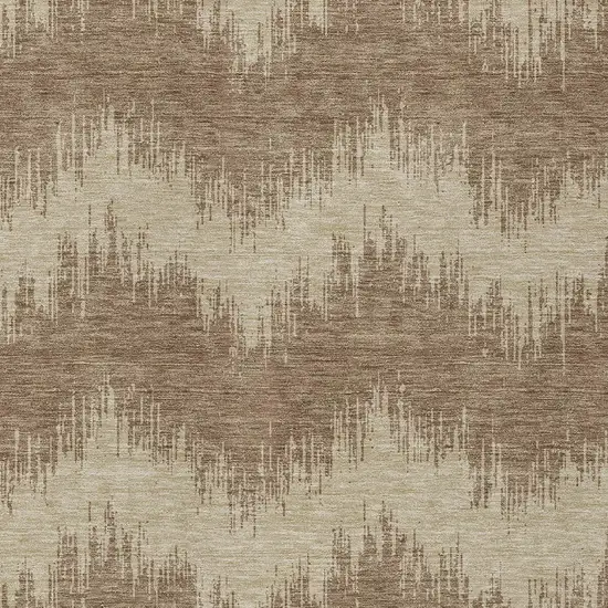Brown And Beige Chevron Washable Indoor Outdoor Area Rug Photo 6