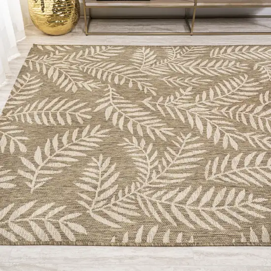 Brown And Beige Floral Indoor Outdoor Area Rug Photo 6