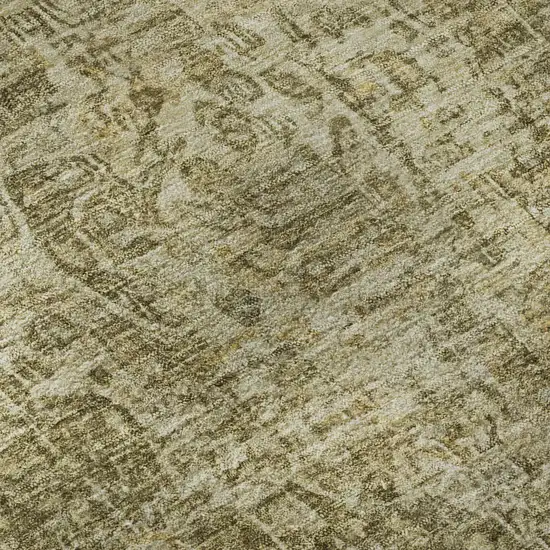 Brown And Beige Floral Medallion Washable Area Rug With UV Protection Photo 1