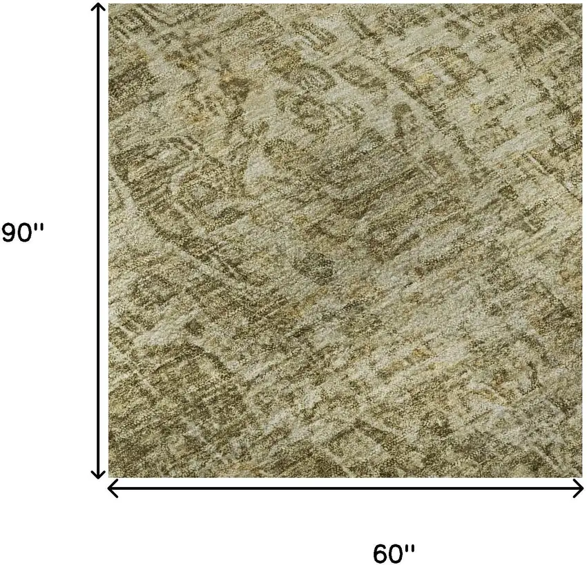 Brown And Beige Floral Medallion Washable Area Rug With UV Protection Photo 8