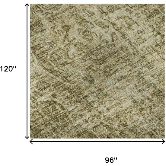 Brown And Beige Floral Medallion Washable Area Rug With UV Protection Photo 8