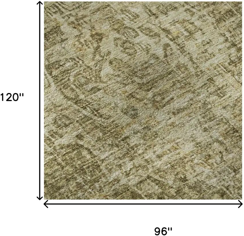 Brown And Beige Floral Medallion Washable Area Rug With UV Protection Photo 8